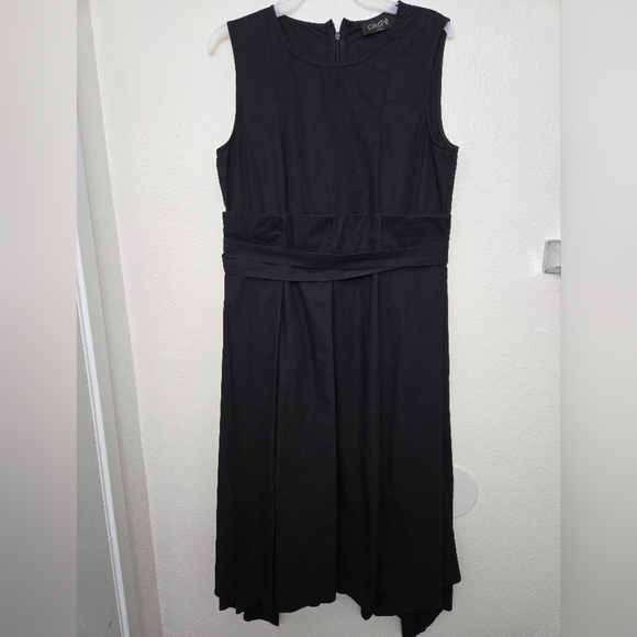Chepè Made Italy Black Sleeveless Cotton Pleated Dress Sz Small - Picture 1 of 13